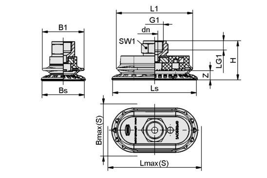 SAOB 80x40 NBR-60 G1/4-IG