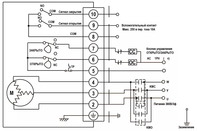 Электрическая схема подключения 005-380В
