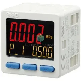 ISE20B-V-01-W SMC - Датчик давления -1÷10 бар, 2XНО/НЗ PNP, 4-20 мА, R1/8, с каб. 5-пров. 2 м, изображение 1