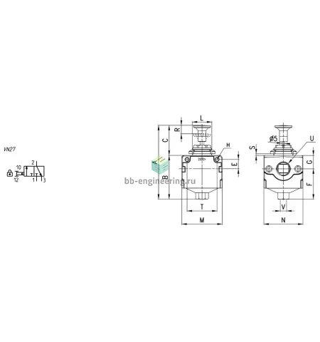 MC104-V01 CAMOZZI - Отсечной клапан ручной, G1/4, 3/2 бист., изображение 2