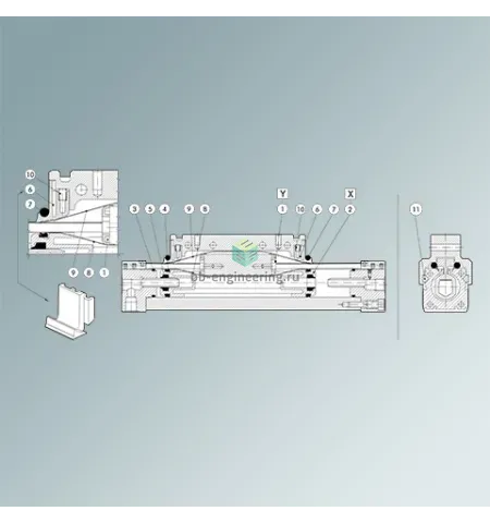 0090255017 METAL WORK - Комплект поршня бесштокового цилиндра Тип 2, диам. 25 мм, изображение 1