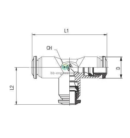 57230 00 008 AIGNEP - Тройник T-образный цанговый 14 мм, изображение 2