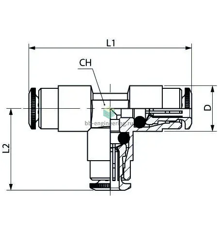 58230 00 002 AIGNEP - Тройник T-образный цанговый 6 мм, изображение 2