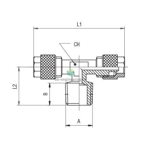 01200 00 004 AIGNEP - Тройник T-образный с нар. резьбой осевой с накидной гайкой R1/4-6/4 мм, изображение 2