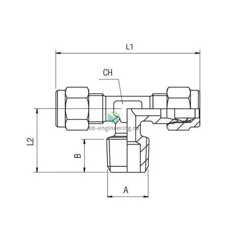 09220 00 002 AIGNEP - Тройник T-образный с нар. резьбой осевой обжимной G1/8-6 мм, изображение 2
