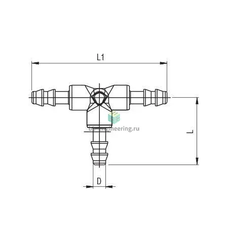 15230 00 004 AIGNEP - Тройник T-образный ниппельный 6 мм, изображение 2