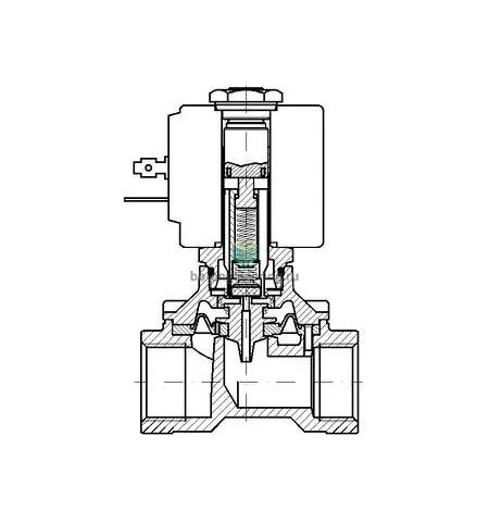 E108DV12 ACL - Клапан электромагнитный, G1/2, двухходовой (2/2) НЗ, без катушки, латунный, изображение 2