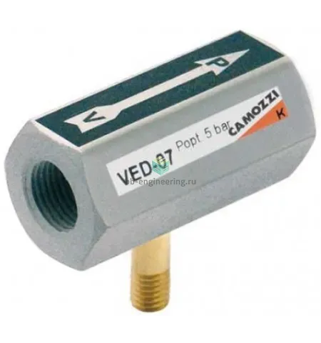 VED-09 CAMOZZI - Вакуумный эжектор, сопло 0.9 мм, G1/4-G1/8-M5, изображение 1