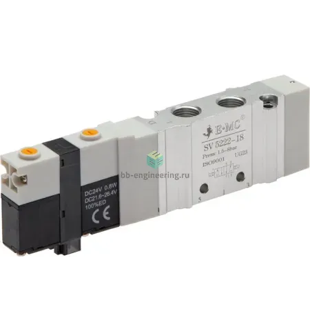 SV5322P-06E4 EMC - Распределитель электр. упр., 5/3 под давл., G1/8, 24 VDC, изображение 1